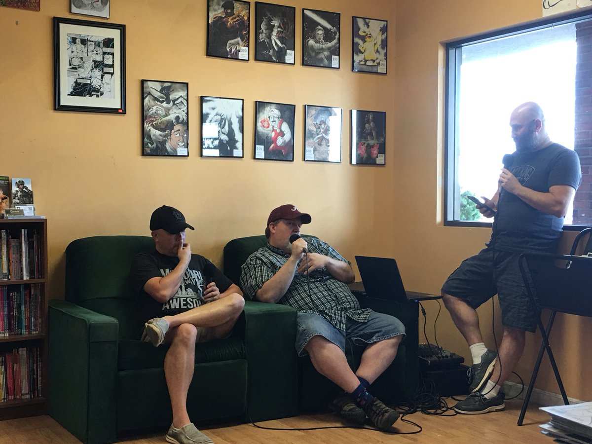 CaveConMO's tweet photo. . @TheComicCave and @cullenbunn had a great time this morning with @pgtcpodcast.  Thanks for having us on! https://t.co/fh1b8W6D9d
