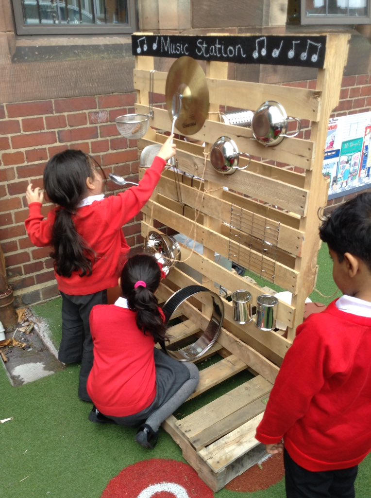 LeighPrimary's tweet photo. Reception have enjoyed looking at their new outside area! #musicstation #bughotel #mudcafe #mudkitchen #waterwell #eyfs #reception #exploring https://t.co/sONFKe2PaS