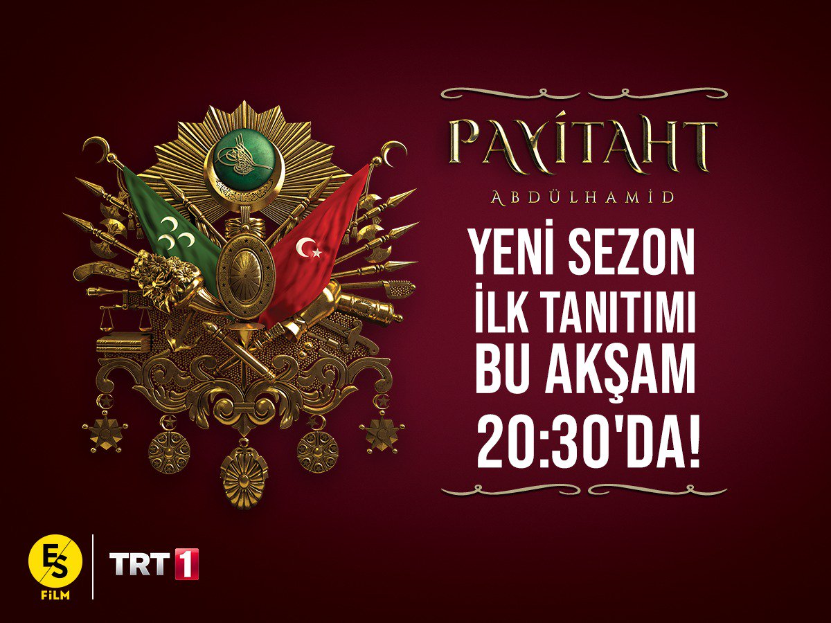 trt1's tweet photo. Heyecanla beklenen an geliyor!🔥🔥

#PayitahtAbdülhamid yeni sezon ilk tanıtımı bu akşam 20.30’da #TRT1’de.🔥🔥

@PayitahtEsFilm https://t.co/USvIrKPr9R