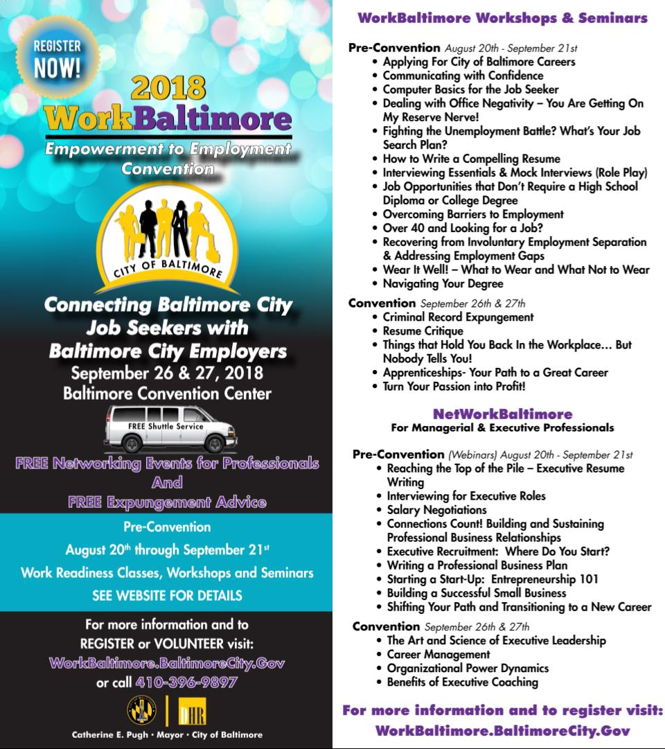 WorkBalt_E2E's tweet photo. 9 days away!  Don't delay, register today and secure your future!
WorkBaltimore: Empoowerment to Employment Convention
September 26th &amp; 27th
https://t.co/nukIpQQ0wO https://t.co/kxUjQL4Ucs