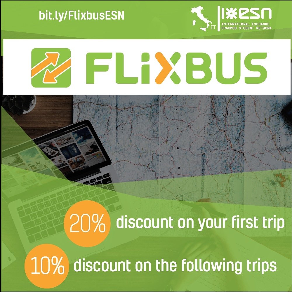 ESNITALIA's tweet photo. 🌏 Viaggiare in #Europa non è mai stato così facile e conveniente 💚 Buon viaggio con @FlixBus_IT! 🚌

➡️ https://t.co/kIpJd7BXN4
💳Registra la tua #ESNcard su https://t.co/0XXdtD2pXq
#THISisESN #ESNItalia #WelcomeDays https://t.co/YNVvUaKAaX