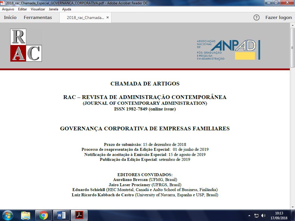 rac_anpad's tweet photo. A RAC, em parceria com o @IBGC_Brasil, está com uma chamada especial de trabalhos dedicados ao tema da Governança Corporativa de Empresas Familiares: https://t.co/9qD4imFVtT. Aguardamos vossos trabalhos. COMPARTILHEM esta notícia! https://t.co/09d1xTLn5F