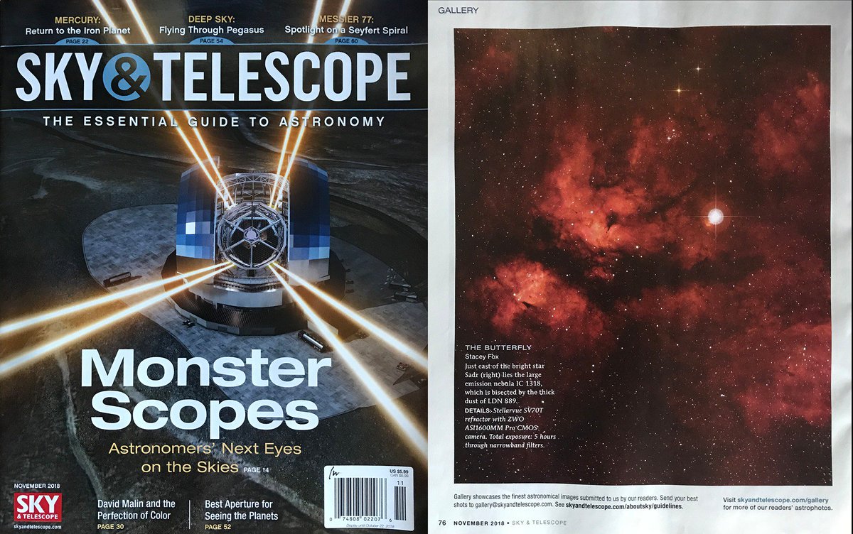 MSUjschool's tweet photo. Congratulations to @MSU_Animation Prof. @StaceyFoxArtist for her beautiful #Astrophotography photo of the Butterfly nebula being selected for a full-page display in an upcoming issue of @SkyandTelescope magazine! @MSUComArtSci @michiganstateu https://t.co/H4iMJfDIM4