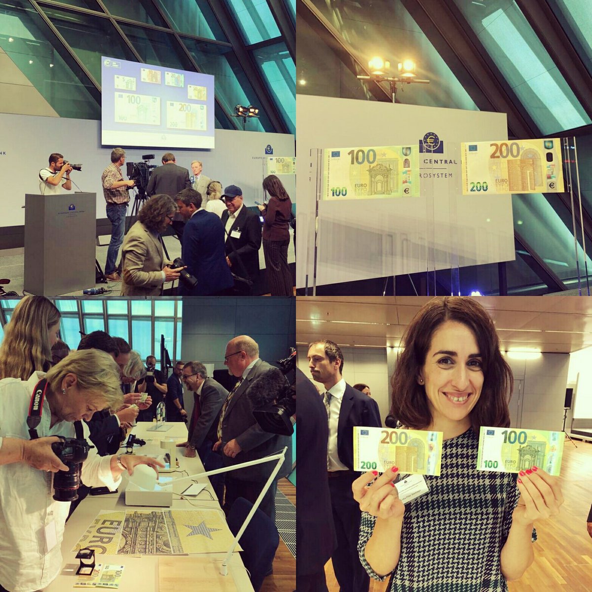 lpsantiagou's tweet image. Unveiling of the #New100 and #New200 Euro Banknotes #NewBanknotes @ecb #CentralBanking