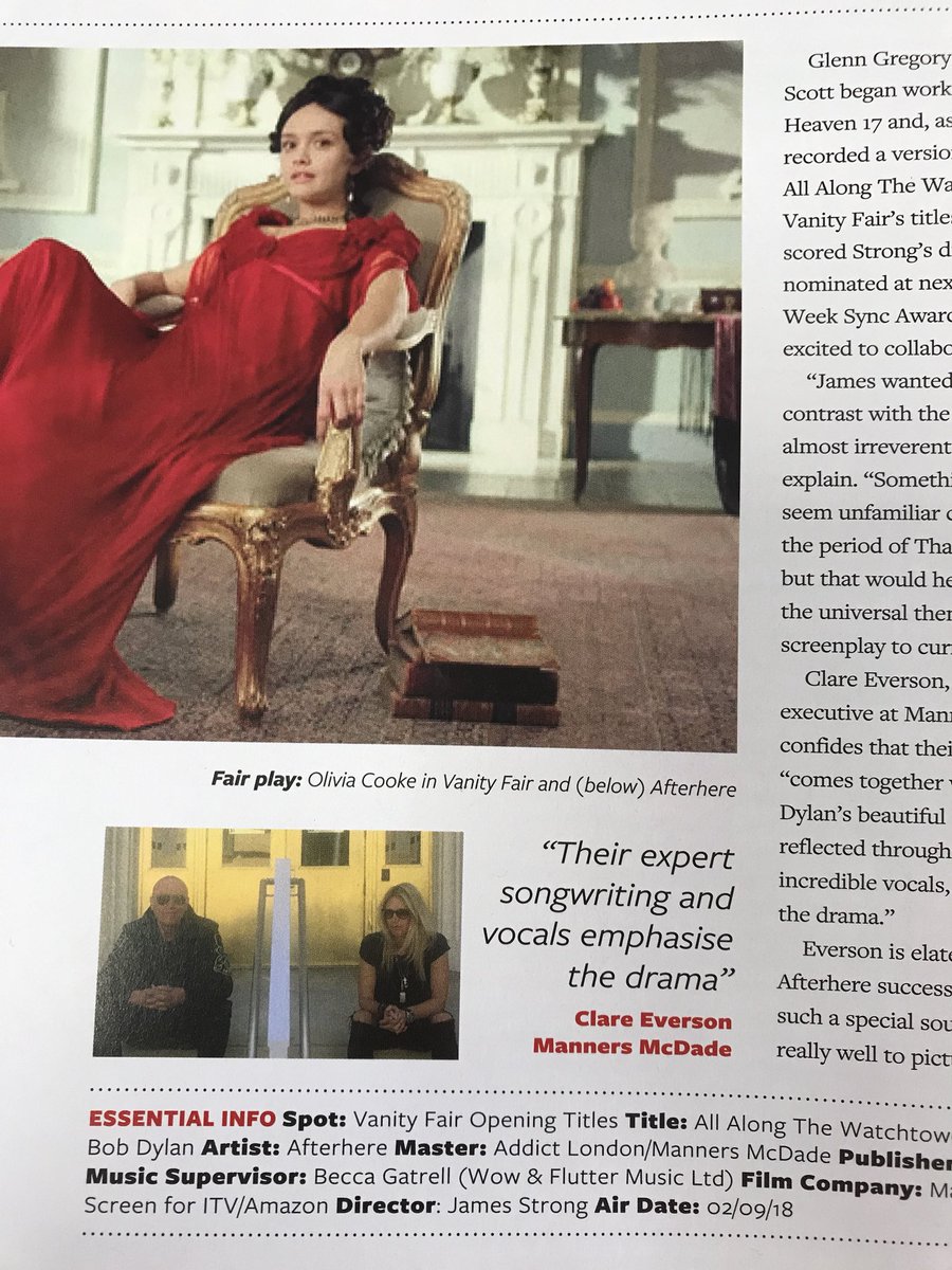 Monday mornings <a href="/MusicWeek/">Music Week</a> #syncstories featuring the brilliant <a href="/WeAreAfterhere/">Afterhere</a> and <a href="/ITV/">ITV</a>’s #VanityFair #MusicWeek #TV #Heaven17 #MusicPublishing #CreativeServices