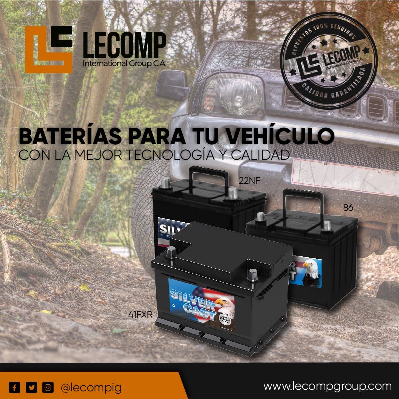 Lecompgroup's tweet photo. Contamos con la más amplia línea de baterías Silver Cast. Una marca reconocida a nivel mundial, contáctanos a través del número telefónico 0241-6139204 o también puedes escribirnos por el DM.
#Lecomp #17Sep #FelizLunes #Vehiculos #Baterias #Repuestos #Venezuela https://t.co/Mug6rpJQ20