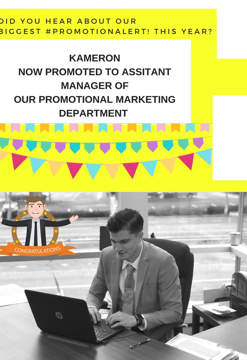 Good Morning! 
We have a great news! our account manager Kameron, has now been promoted to  Assistant Manager! #Promotionalert #Lynx-NY #Marketing #Business