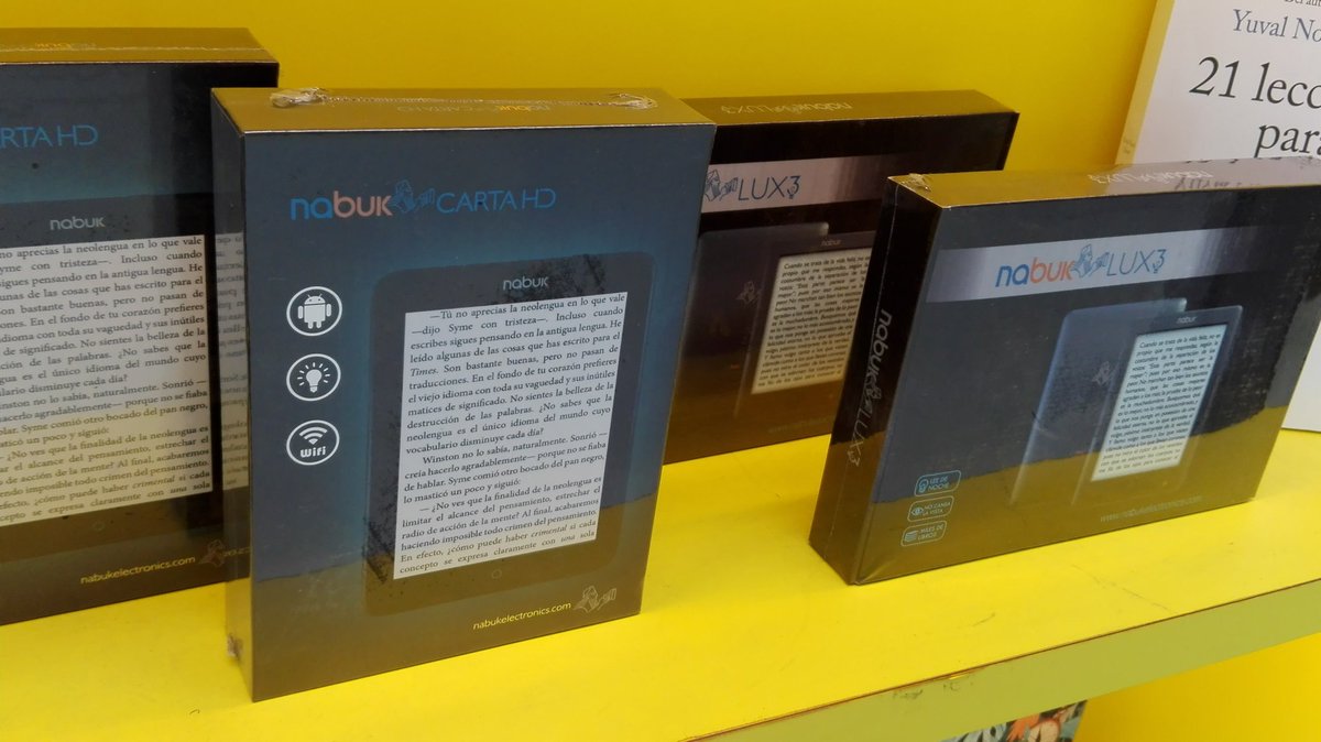 fcostacaimi's tweet photo. Miren lo que llegó a @broslibrerias !!! #Nabuk #ereader #innovacion https://t.co/bUxbVY6UpW