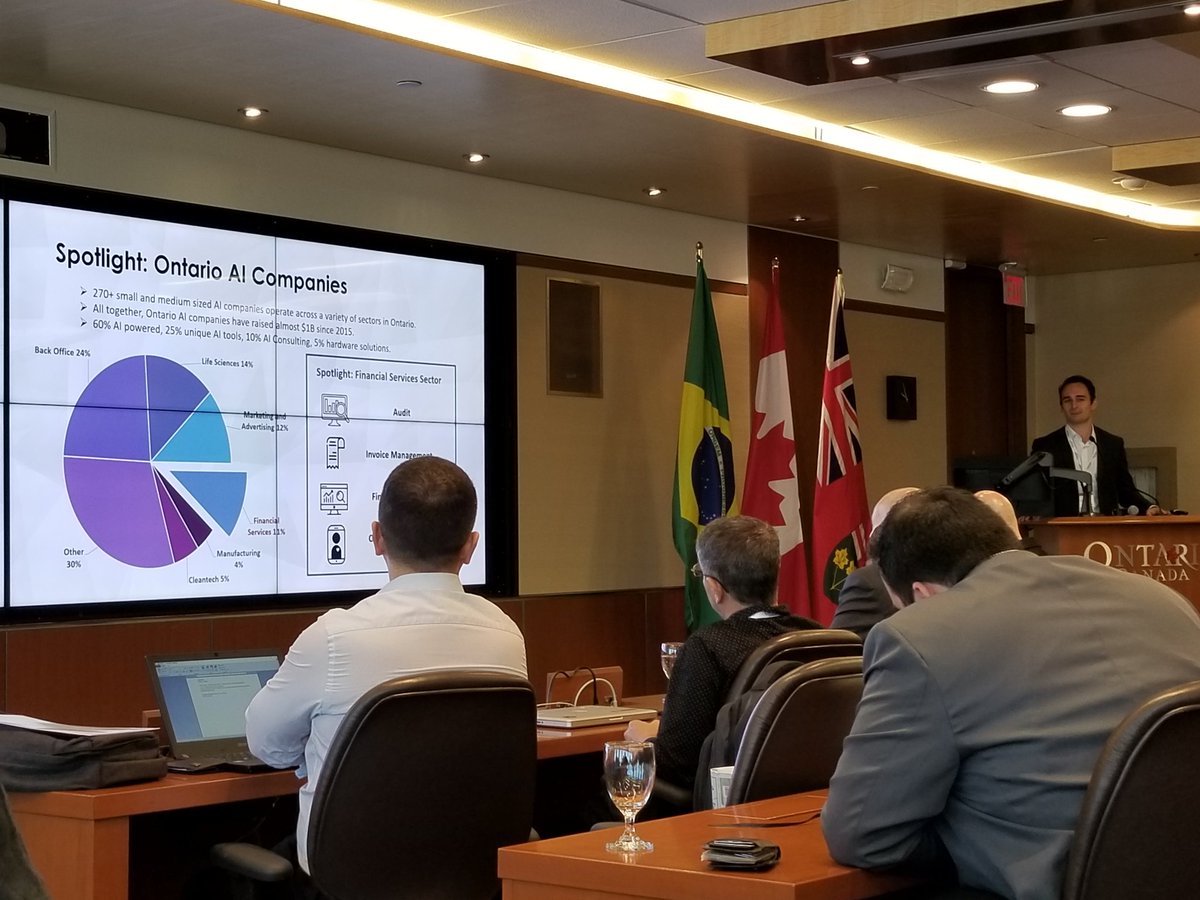 Jonathan Travone speaking at Brazil Ontario AI summit. @OCEinnovation
