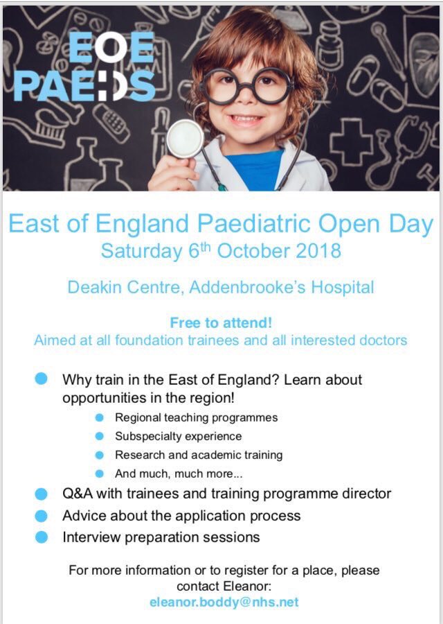 Places still available at the @eastpaeds Open Day on 6th October! #Paedsrocks #EoEpaeds #foundationdoctors