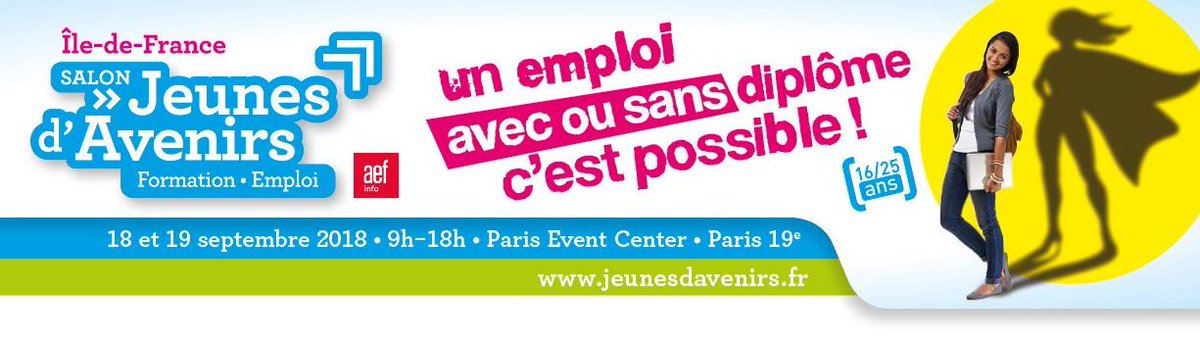 Retrouvez nous avec <a href="/JeunesdAvenirs/">Jeunes d'Avenirs</a>  pour sa 6ème édition avec plus de #recruteurs, de #formations et de #conseils ! Vous avez entre 16/25 ans, un diplôme en poche ou non, rdv demain et le 19 septembre au Paris Event Center !