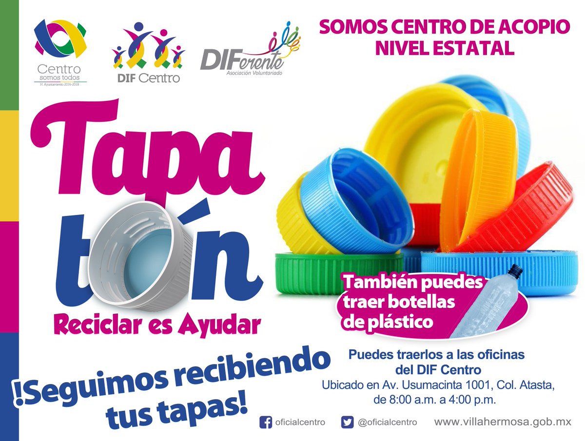 A través del #Tapatón puedes apoyar causas sociales en los sectores más vulnerables. ¡Participa! #ReciclarEsAyudar