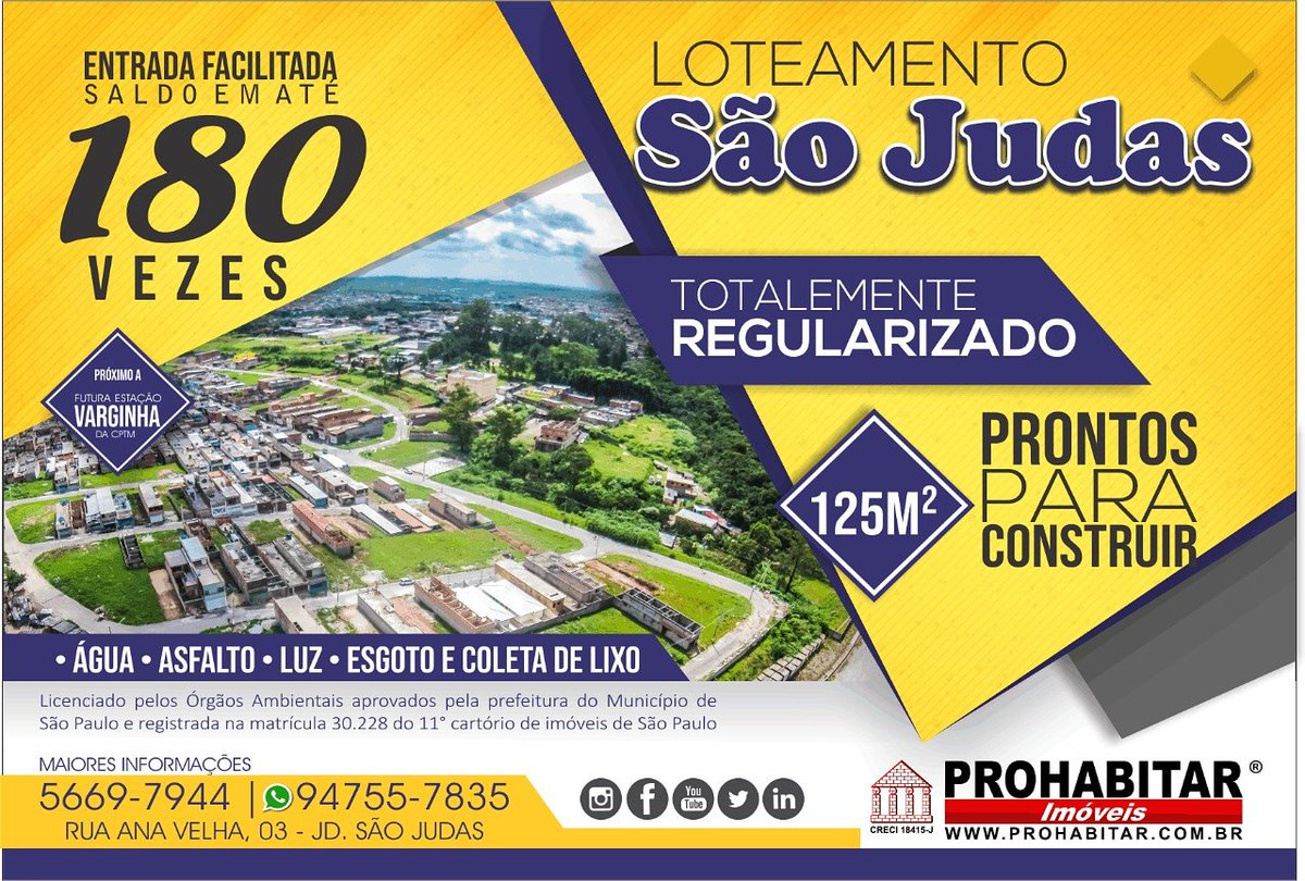 prohabitarsp's tweet photo. Loteamento São Judas!!
TOTALMENTE REGULARIZADOS!
Entrada Facilitada e saldo em até 180 vezes.
Não perca tempo!!
#ProhabitarImóveis #Prohabitar #Imóveis #Lotes #Loteamento #EntradaFacilitada #FinanciamnetoPróprio #TotalmenteRegularizado https://t.co/0JX356XNec