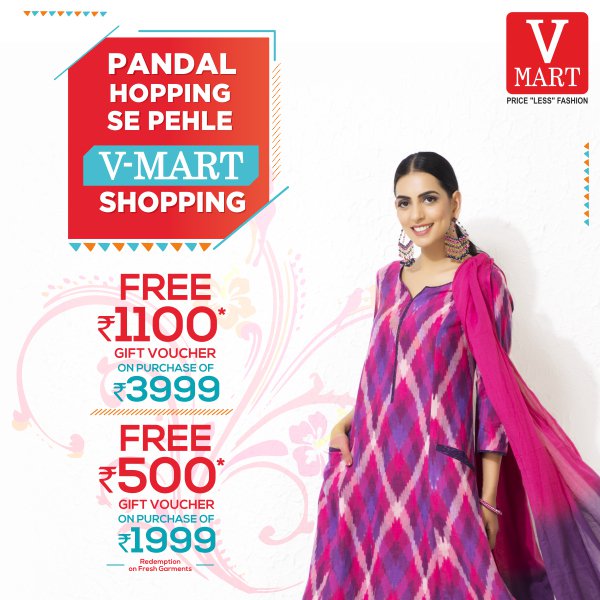 vmartretail's tweet photo. It’s festive time!! Durga Pujo sale is on!
Visit your nearest V-Mart store to catch hold of these exciting offers and make your celebration even more special. #Rushnow #VMartShopping #ShopBeforeYouHop https://t.co/Zkd6laaPSj