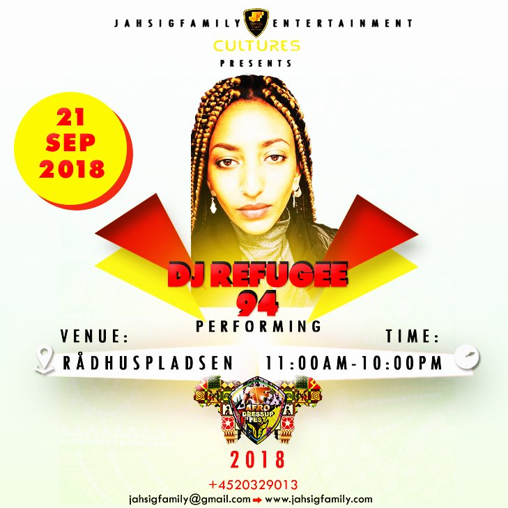 AfroDressUpFest's tweet photo. DJs FOR AFRO DRESSUP FESTIVAL/KØBENHAVN AFRIKANSK MARKET DAG 2018....🕺🕺🇩🇰️🇩🇰️💃♥️♥️🌍🤞🤞👊👊🔥🔥

#DJ_SAIMA_IMRAN
#DJ_ERNY
#DJ_REGUGEE94
#DJ_FLEX

DATE: 21-SEPTEMBER-2018, FRIDAY AT 
VENUE: RÅDHUSPLADSEN 
TIME FROM 11:00AM AT 

#KISSAFRICA https://t.co/UNb6q5R6LH