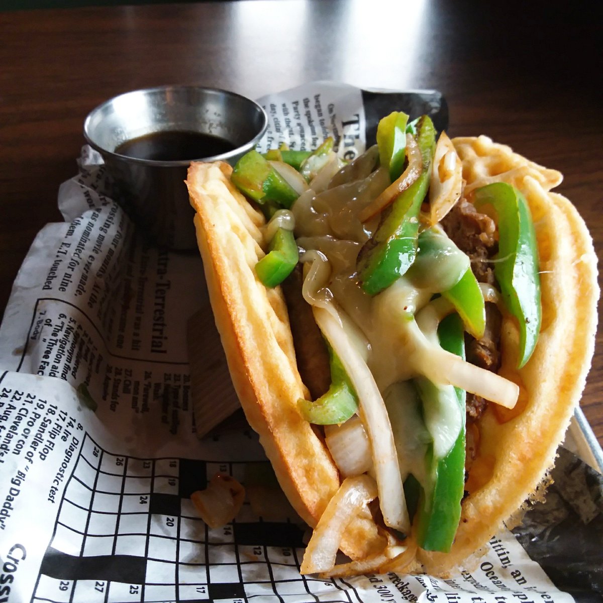 Cheese steak waffle + 2 for 1 beer on Monday's = yum