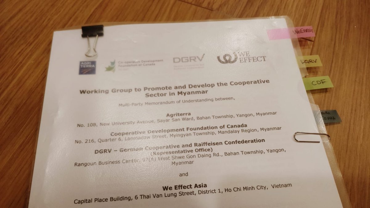 BobJanSU's tweet photo. @Agriterra @CDFCanada @WeEffectAsia and @DGRV to partner in Myanmar to transform its cooperative sector. #united we stand, divided we fall! Let’s go! https://t.co/UJ5gvyym10
