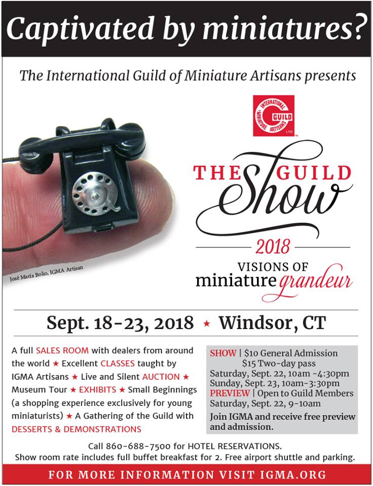 thedailymini's tweet photo. Thousands of #miniatures for sale this weekend (and on display!) at the International Guild of #Miniature Artisans' annual #IGMA Guild Show in #Windsor, #Connecticut (venue location: Hartford/Windsor Marriott Airport). See you there! https://t.co/tx09cSnMSa