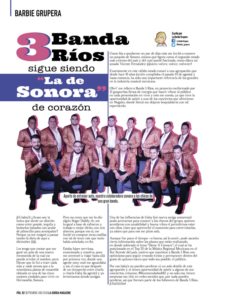 barbie_grupera's tweet photo. Holi mis bebés, ¿que creen? las guapuritas de #Banda3Rios 🎼‼️ traen un espectáculo que ¡wow! los vi en Nogales y son los mejores 😍 con nuevo sencillo.

Les dejo todos los detallitos, lean la notita 👄 https://t.co/TaVj3cJ5MT