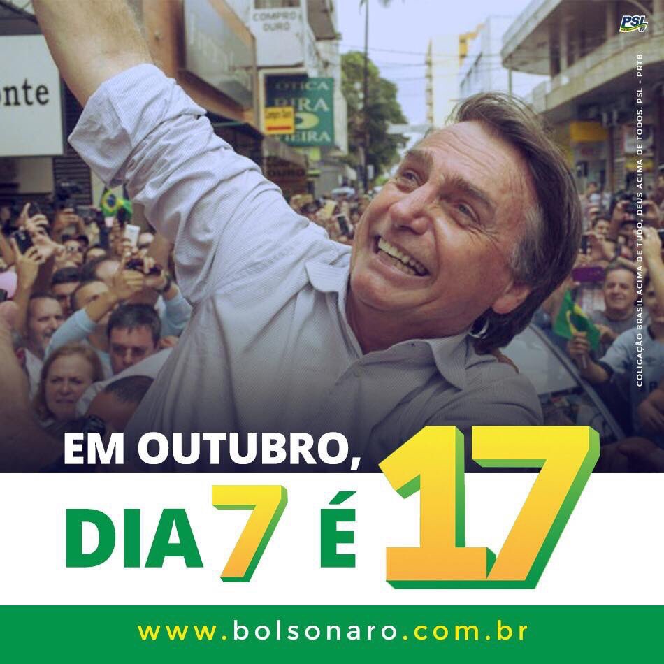 MBColunista's tweet photo. É hoje às 17h a maior movimentação #EleSim #FechadoComBolsonaro17 
#Bolsonaro17eleito1ºturno https://t.co/nKXYxyOasZ