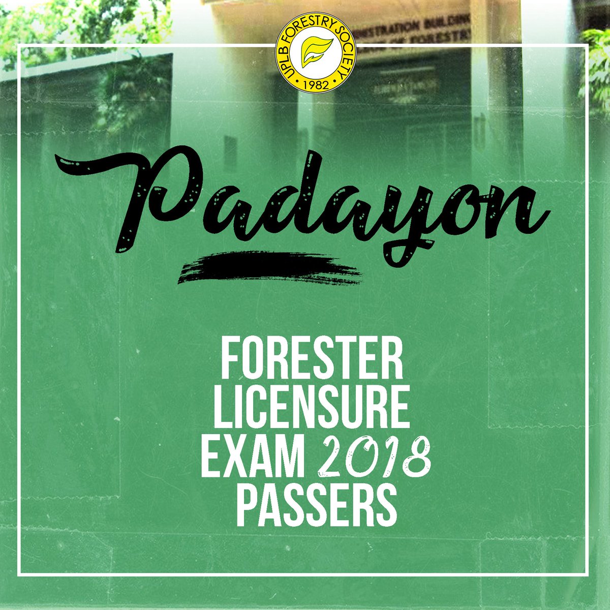 UPLBForestrySoc's tweet photo. Pagbati sa lahat ng mga bagong Manggugubat ng Bayan. Patuloy na protektahan at pangalagaan ang kalikasan at likas-yaman sa pamamagitan ng inyong mga propesyon. Paglingkuran ang sambayanan!

#FLE2018
#UPLB100 https://t.co/ritHYPoRIS