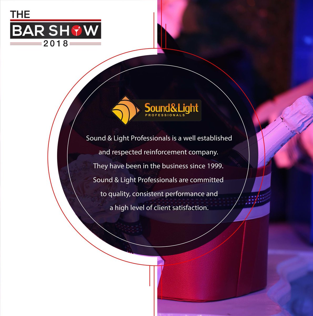 TheBarShow2018's tweet photo. Thank you for your interest in supporting us for The Bar Show 2018. With Sound and Light Professionals coming on board we are sure that the entertainment experience will be enhanced for our guests this year.

#TheBarShow2018 #TheBarShow3.0 #TheWeddingBartenders https://t.co/LMKeuEsMp9