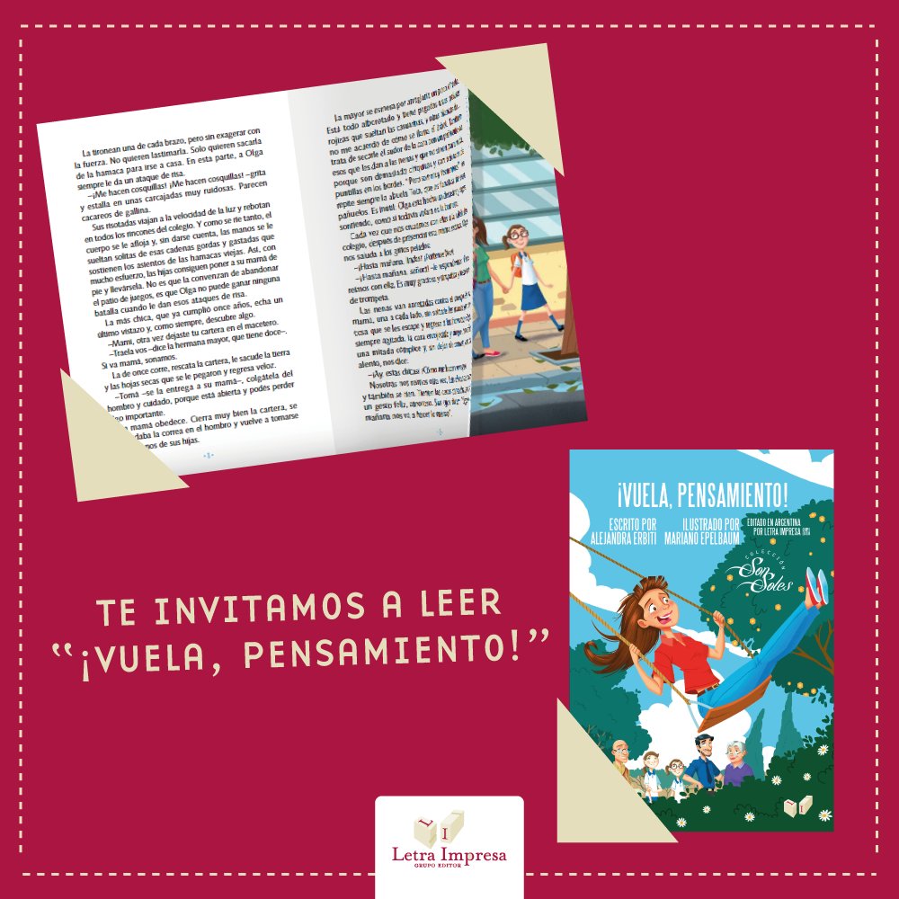 "¡Vuela, pensamiento!" es una novela musical, una lección sobre lo que puede lograr el amor, un canto a la vida en toda su diversidad. Recorré uno de los capítulos del libro acá: bit.ly/2ohSD9A. ¡Elegilo para trabajar con estudiantes a partir de los 11 años! 📚