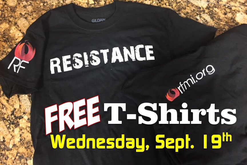 resistance_uth's tweet photo. FREE shirt giveaway to everyone at service on Wednesday, September 19th (that’s THIS Wednesday) at 7pm at Refiner’s Fire Youth. https://t.co/YKTGKGZMX3