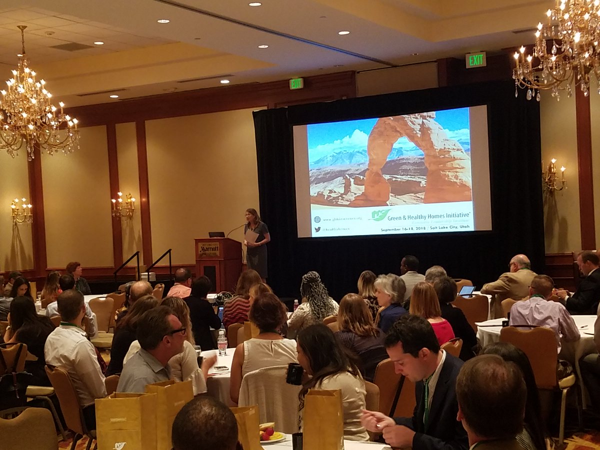 HealthyHousing's tweet photo. @HealthyHousing President &amp; CEO @RuthAnnNorton welcomes a packed house to the 9th Annual #GHHI #ELI2018 in #slco https://t.co/fkbf2HH117