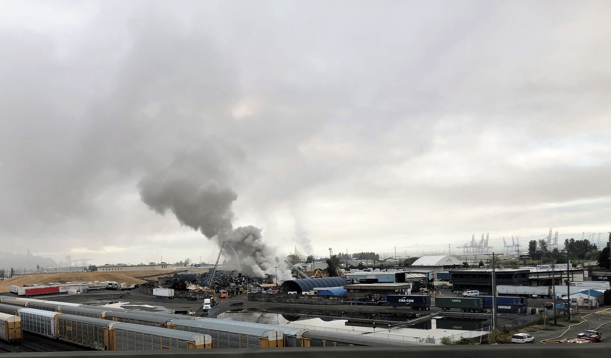 Fire on Twitter "Crews remain on the scene of a scrap metal
