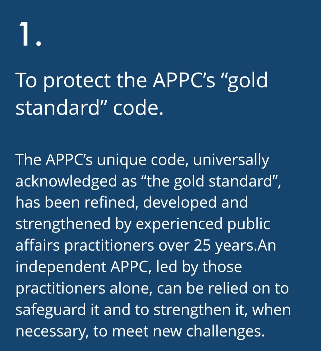 IndependentAPPC's tweet image. And heres the first reason why you should support an independent APPC. It&apos;s about keeping the &apos;gold standard&apos; for public affairs practitioners