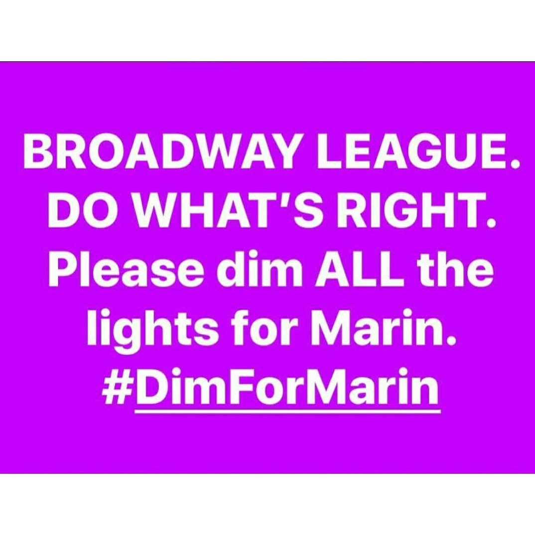 RIPLEYTHEBAND's tweet photo. THE LIGHTS ARE DIMMED FOR US, THE COMMUNITY, NOT TO REFLECT POPULARITY, MARQUEE DRAW, TO SELL TICKETS OR TO REFLECT AN OPINION
#dimforMarin
#broadwayleague
#darylroth https://t.co/gVRPh1yVVd