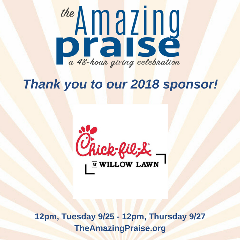 followRCLI's tweet photo. We appreciate Chick-Fil-A at Willow Lawn for sponsoring The Amazing Praise!  We are grateful that you are about more than selling chicken and are also actively a part of our community! “EAT MOR CHIKIN” #LeadersWhoGive #AP2018 https://t.co/bV13gZ9ytB