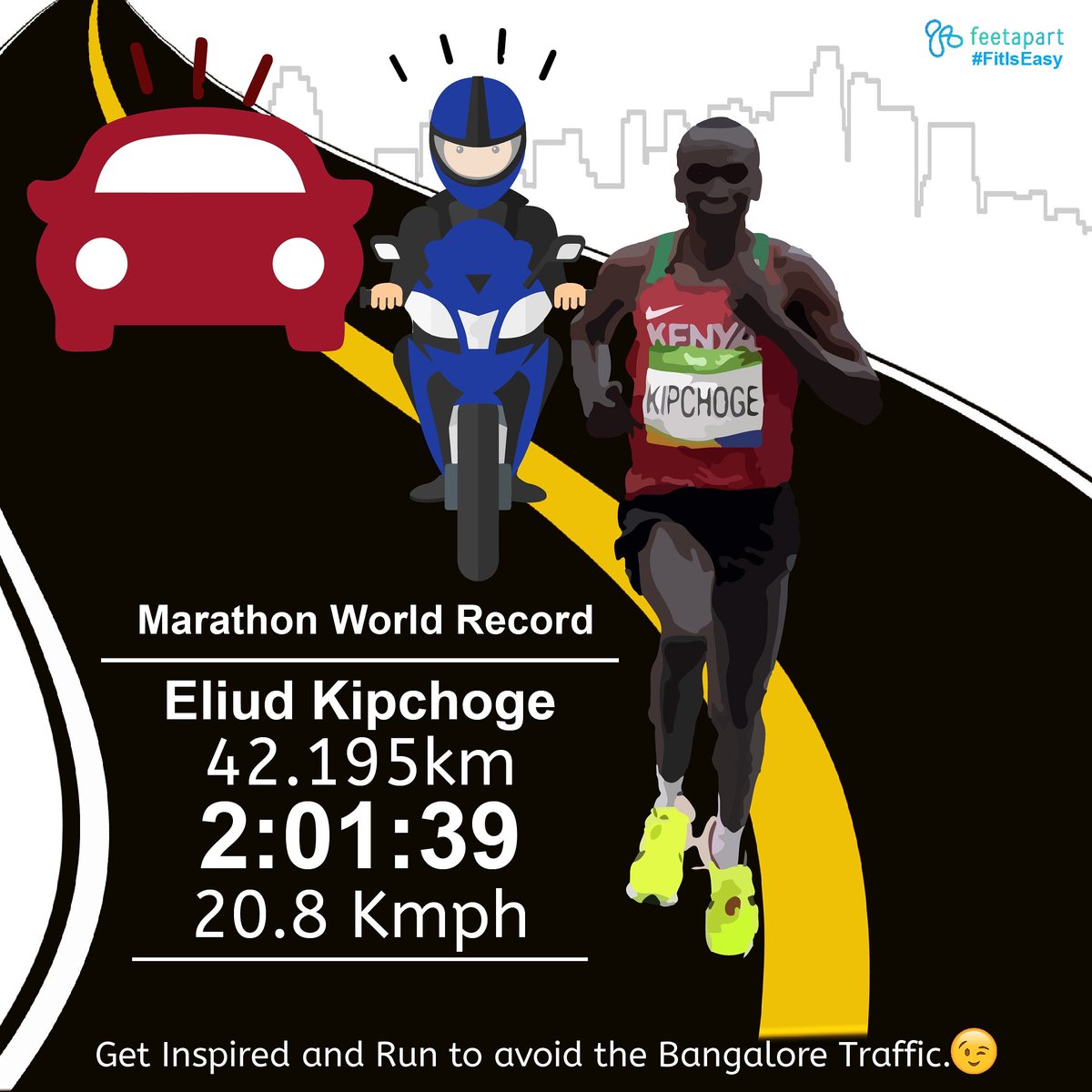 Congratulations Eliud Kipchoge on setting the new Marathon World Record.

@PoliceBangalore #Marathon #WorldRecord #Berlin42 #Runners #BangaloreTraffic #TrafficDiaries #TrafficLife #Run2Fit #FitIsEasy #RunningMotivation #RunForLife #Runspiration #RunForFun #RunStrong #RunToInspire