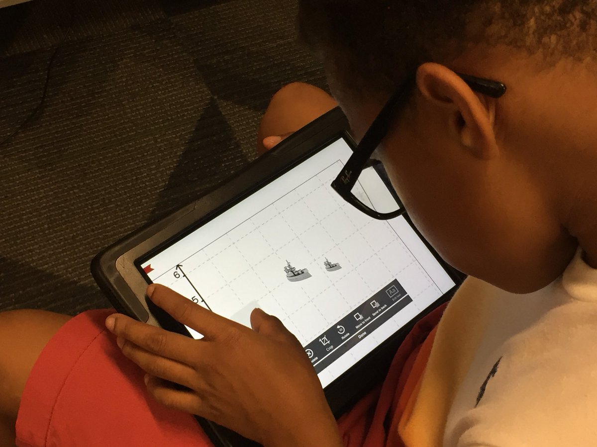 DrMikeCamp's tweet photo. @KevDubSch @HMC1Proud 5th graders designing battleship games to learn about coordinate graphing. What? You can learning by playing games? This is the @CompassHMC1 norm! #HMC1BeyondTheDream https://t.co/0kYFgY7a77