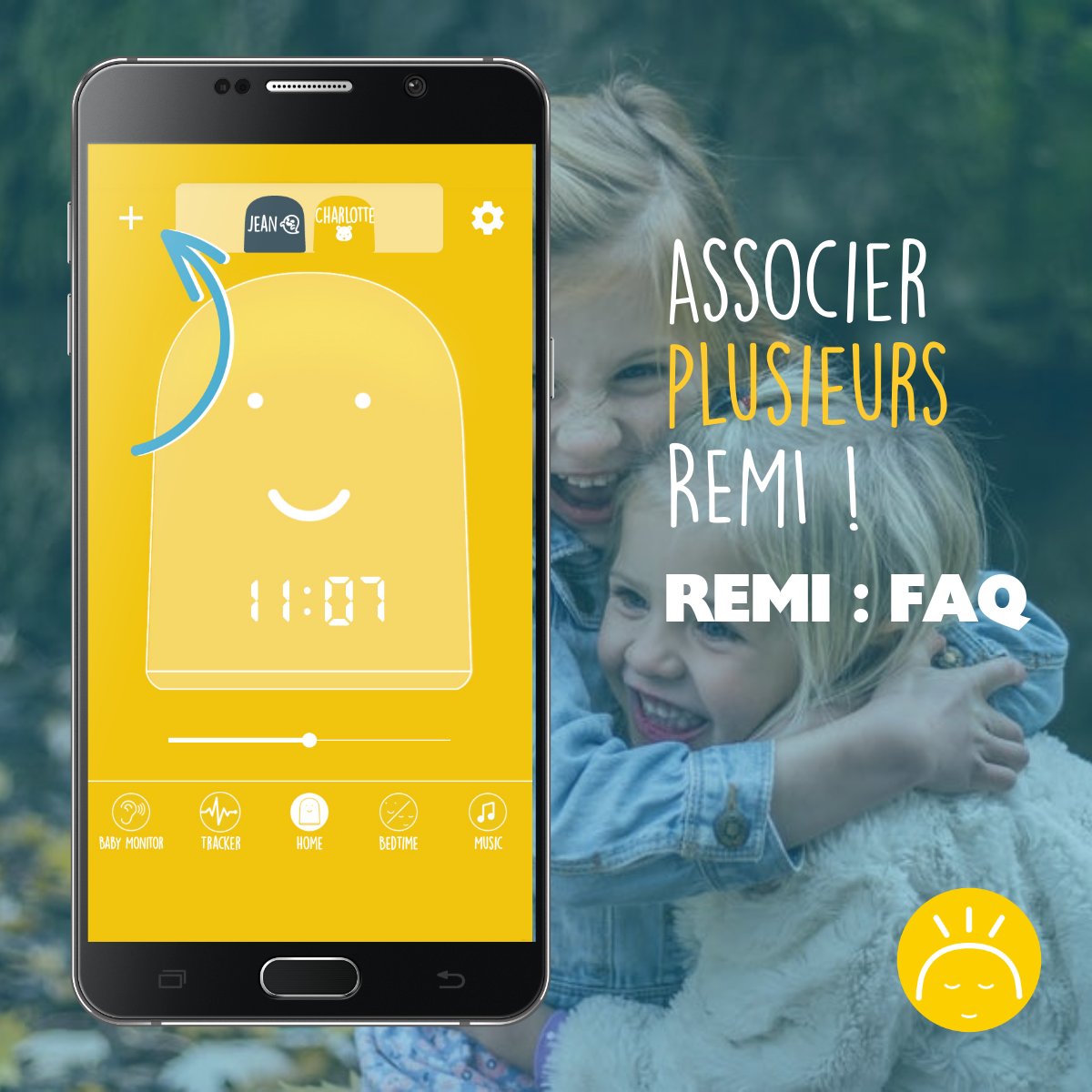 Une fois le premier REMI installé cliquez sur le « + » (signe "plus") en haut à gauche de la page centrale de l’application. Branchez votre nouveau REMI, et cliquez sur « Démarrer l’association » dans les 5 minutes après le démarrage de REMI.
Suivez ensuite les instructions ! 🤖