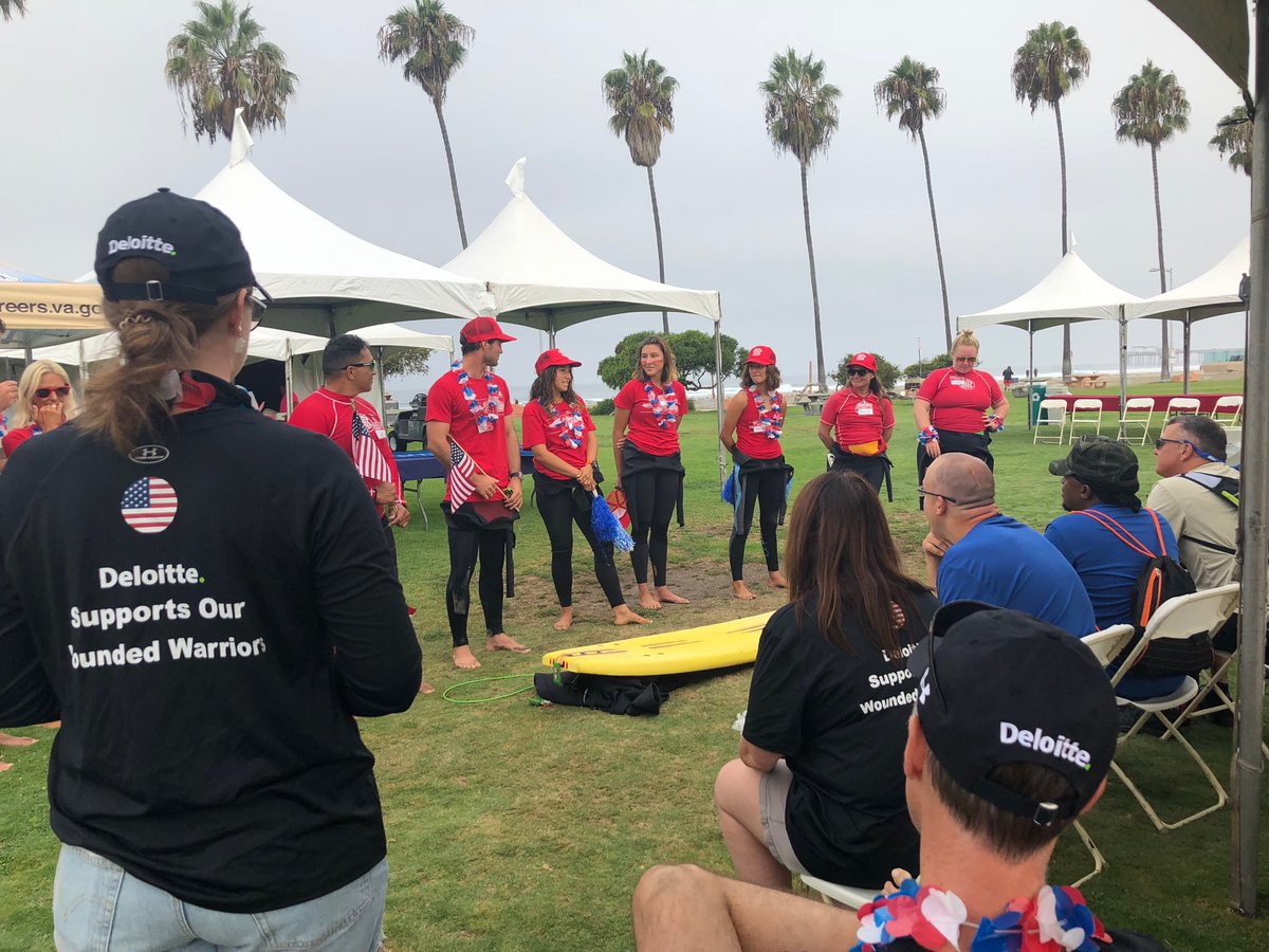 AshMcCabe's tweet photo. #Deloittesupports the first day of the #summersportsclinic as the #veterans get ready to #surf with the ⁦@SurfDivas⁩ at La Jolla!! ⁦@Sports4Vets⁩ ⁦@DeloitteGov⁩ #aloha https://t.co/11Sez2dCHm