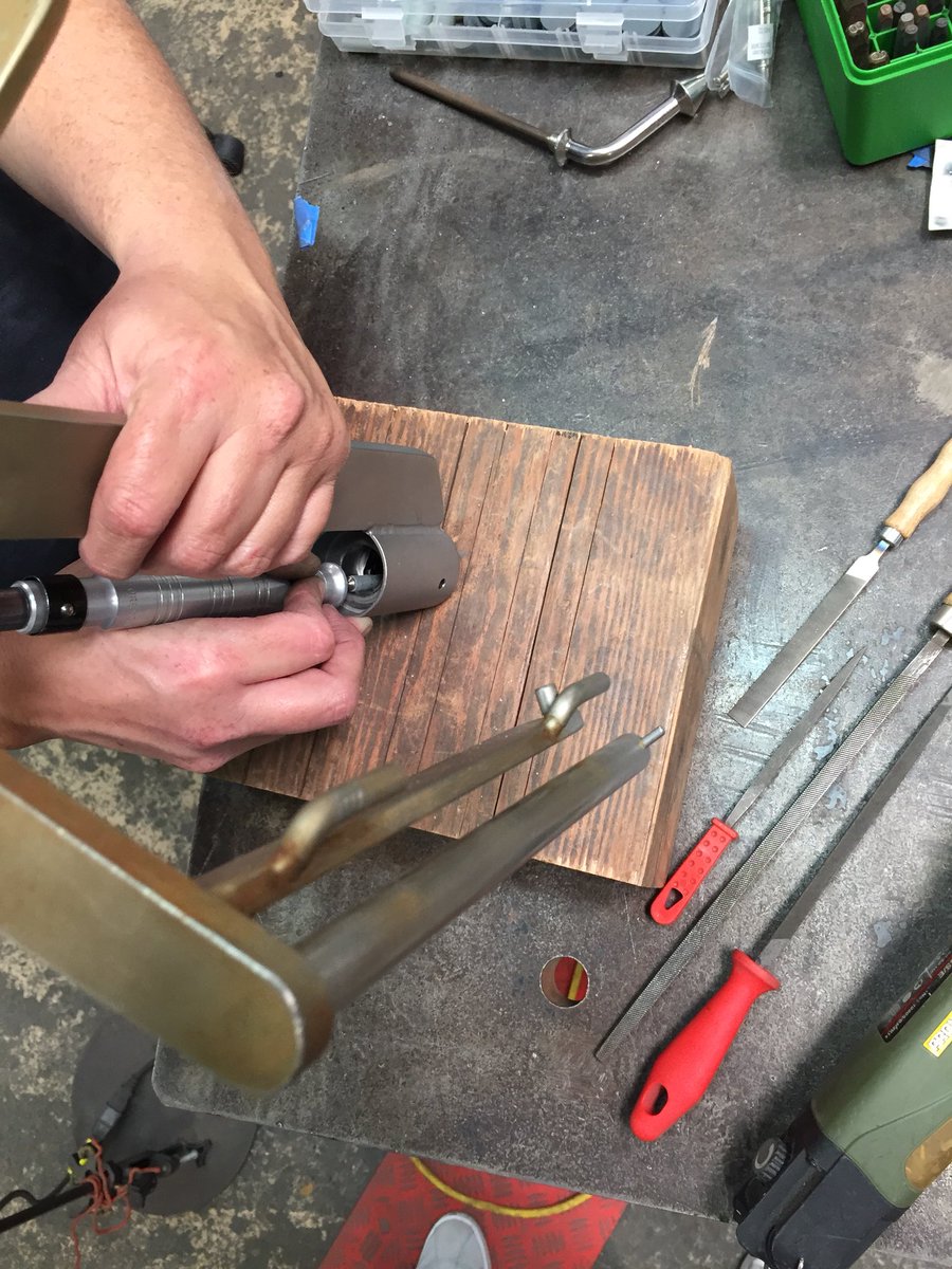 Thanks to <a href="/rebeccafoxmetal/">Rebecca Fox</a> for working on our caramel machine agitator. Two @RenCenterSoMa grads who met over 13 years ago!