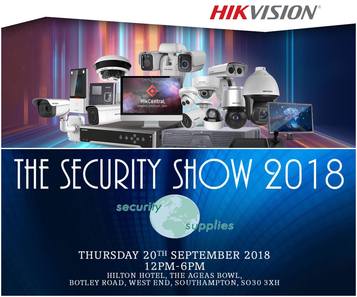 HIKVISIONUK's tweet photo. We hope to see you on 20th September at The Security Show South and show you our latest products and innovations #thesecurityshow @secsupukltd #pyronix #hikvision https://t.co/zouSoIW01t