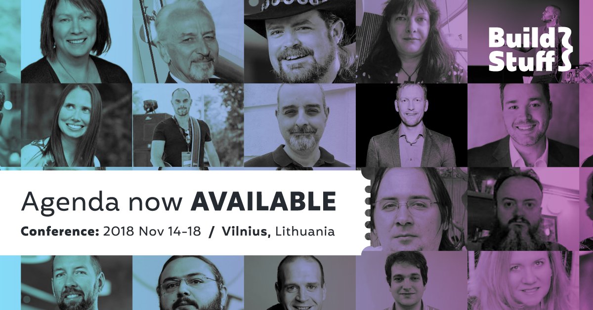 📢 Builders! Today we're excited to announce the agenda of #buildstuffLT'18!
This year with a special focus on #diversity, we’re planning to host 70+ world-class speakers, hold 5 tracks per day, and run even 14 #programming workshops! Agenda is available: buildstuff2018.sched.com/grid/