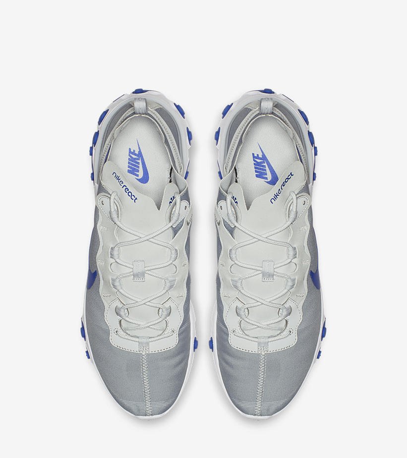 nike react element 55 pure platinum racer blue