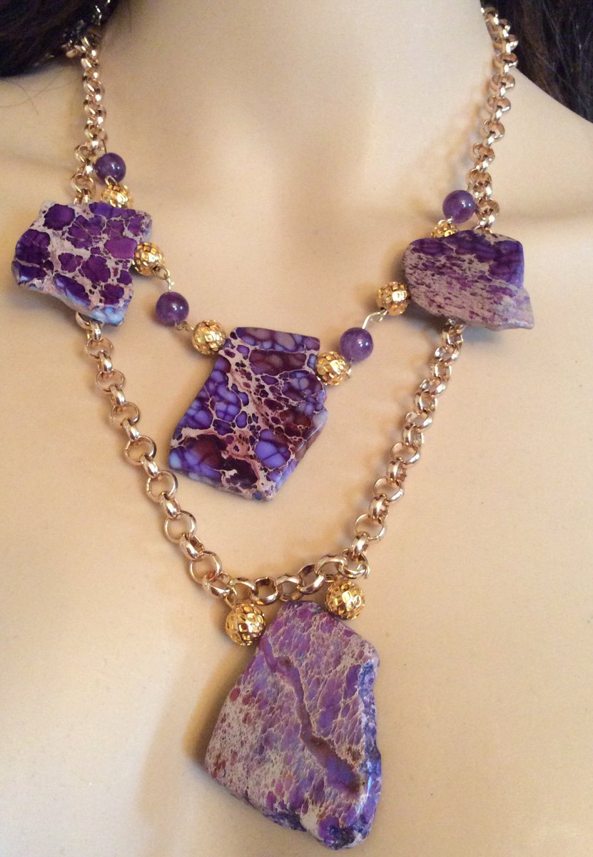 falyassin's tweet image. Excited to share the latest addition to my #etsy shop: Natural stone necklace, amethyst necklace, gold plated chain and spacers etsy.me/2NiDJz9 #jewelry #necklace #purple #gold #no #women #amethyst #yes #geometric