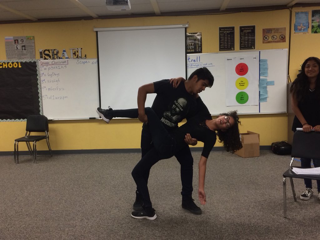 STales2019's tweet photo. Nathan Gudino and Rayanin Draper working hard at the fall production of The Addams Family! #Drama #FallProduction #Spooky https://t.co/SCjbcyLJ2t