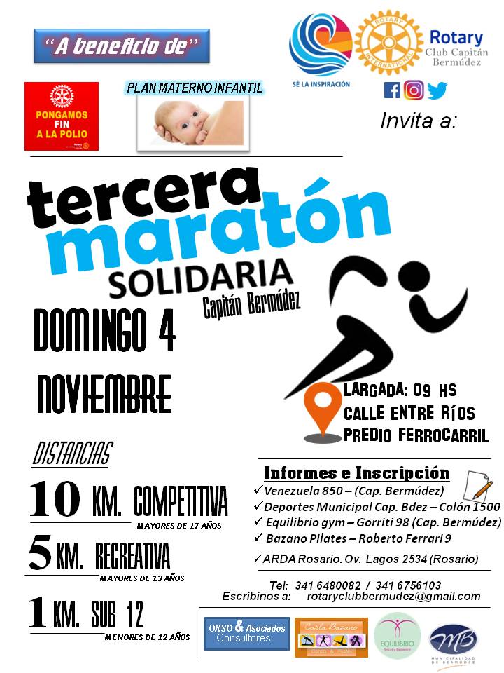 CapitanRotary's tweet image. Se viene la gran Maratón Solidaria, los esperamos a todos!!! #rotarycapitanbermudez #maratonsolidariabermudez