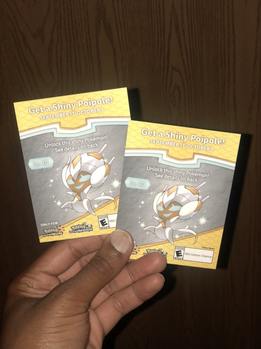 TEEZBabyCakes's tweet photo. Make sure you pickup a code for Shiny Poipole @GameStop through October 7 ✨😌 #PokemonUltraSunMoon https://t.co/HDmJCXdY3O