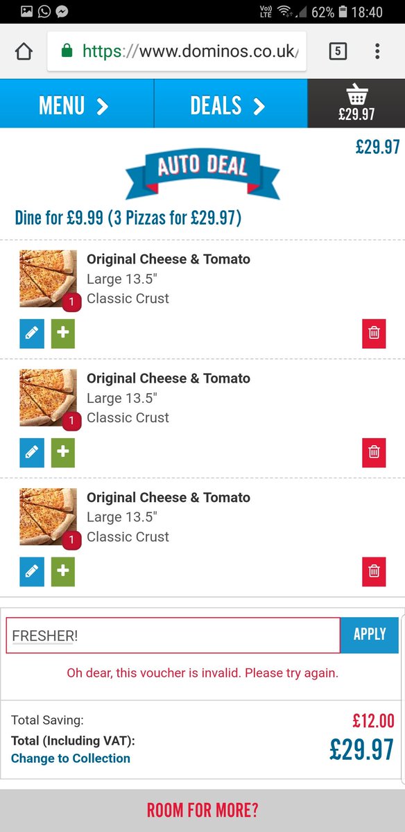 Callum_xutv's tweet photo. @Dominos_UK why doesn't the code work? Only seen it advertised today https://t.co/E8kLEuZ74u