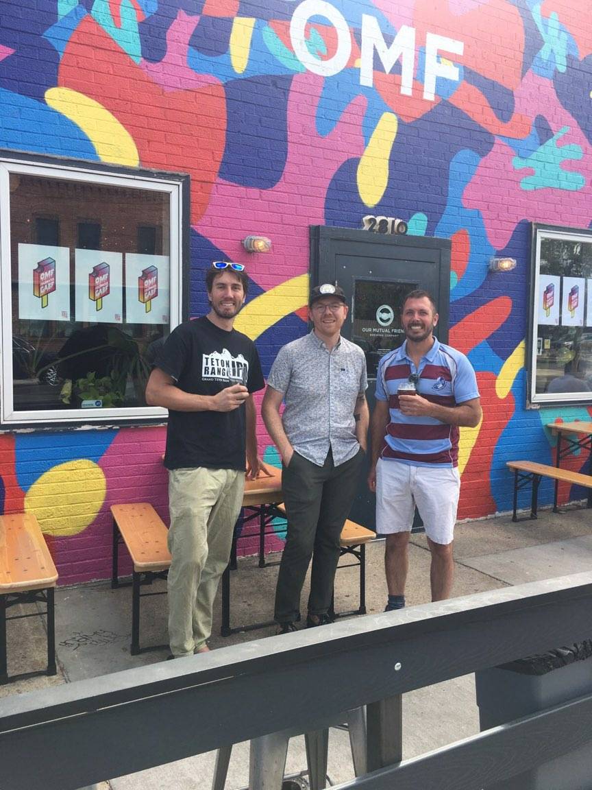 Marty from Inland Island dropping by Our Mutual Friend Brewery  to taste some delicious beer with Brandon of OMF and Father Tymn of absolutely everything, everywhere. Wet Hop Double Dang is made with some of Father Tymn's freshest hops. 

Good sesh, Lads. Thanks TT for the photo!