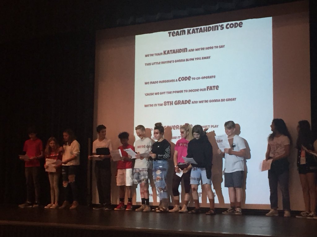 MaryBellavance's tweet photo. Our BMS students worked in teams to create their codes of cooperation for social and academic behaviors. Today they shared them at our school-wide morning meeting. #schoolculture #studentownedlearning #scl https://t.co/gq8L5Z7aDf