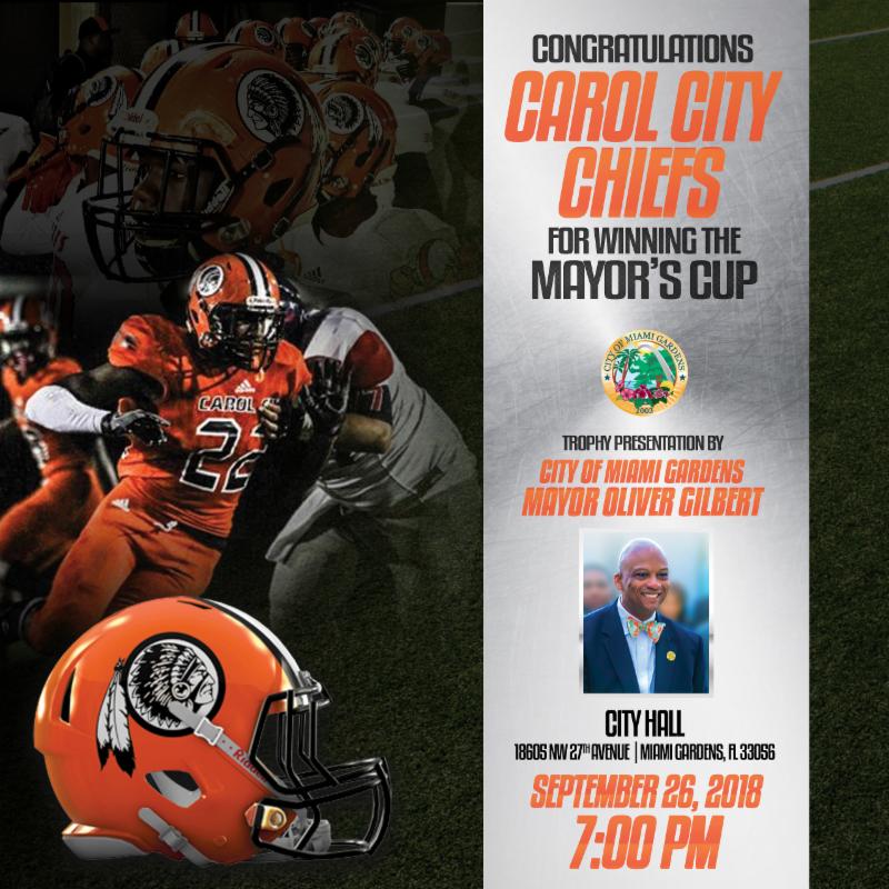 Congratulations Carol City Chiefs for Winning the Mayor's Cup! conta.cc/2OrP78a